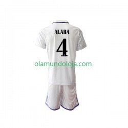 Camisola Real Madrid David Alaba 4 Criança Equipamento Primeiro 2022-2023 Manga Curta